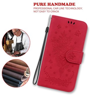 For Huawei nova 5i / Honor 50 Lite Butterfly Rose Embossed Leather Phone Case(Red)