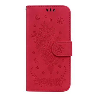 For Huawei nova 5i / Honor 50 Lite Butterfly Rose Embossed Leather Phone Case(Red)