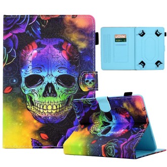 For 10 inch Coloured Drawing Leather Tablet Case(Skull)