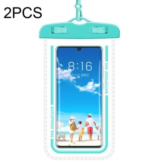 2 PCS Transparent Waterproof Cell Phone Case Swimming Cell Phone Bag Macaron Blue