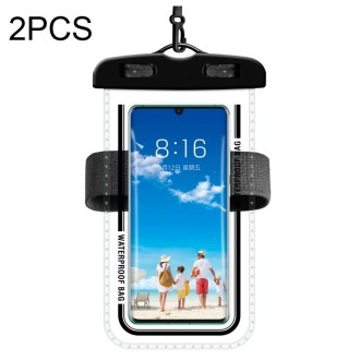 2 PCS Armband Style Transparent Waterproof Cell Phone Case Swimming Cell Phone Bag(Black)