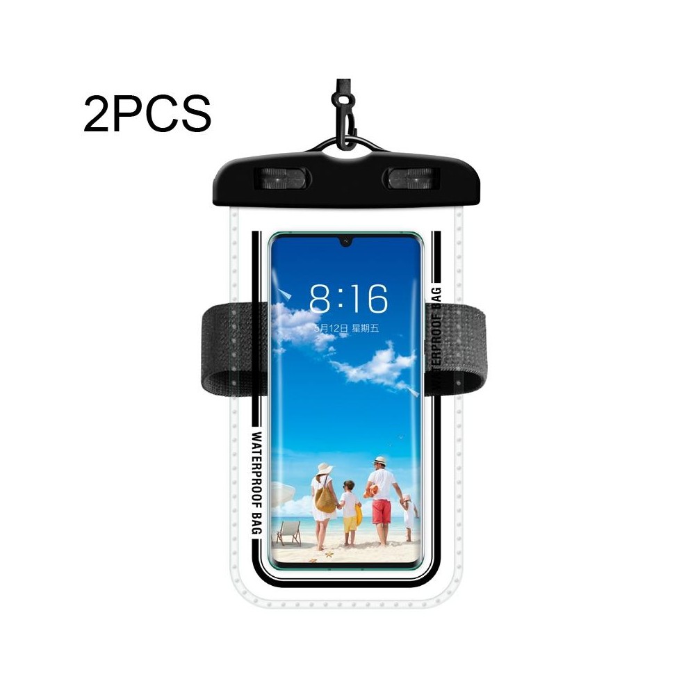 2 PCS Armband Style Transparent Waterproof Cell Phone Case Swimming Cell Phone Bag(Black)