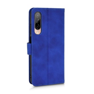 For HTC Desire 22 Pro Skin Feel Magnetic Flip Leather Phone Case(Blue)