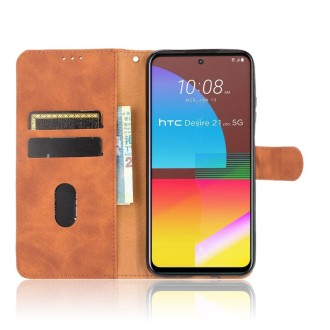 For HTC Desire 21 Pro 5G Solid Color Skin Feel Magnetic Buckle Horizontal Flip Calf Texture PU Leather Case with Holder & Card S