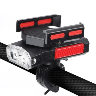 MT-001 5 in 1 Outdoor Cycling Bike Front Light With Emergency Light & Horn Bracket, 2000 mAh (Red Black)