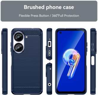 For Asus Zenfone 10 Brushed Texture Carbon Fiber TPU Case(Blue)