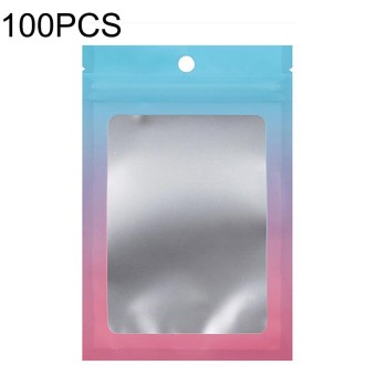 100PCS Aluminum Foil Ziplock Bag Jewelry Data Line Sealed Packaging Bag, Size: 14x20cm (Blue Gradually Pink)