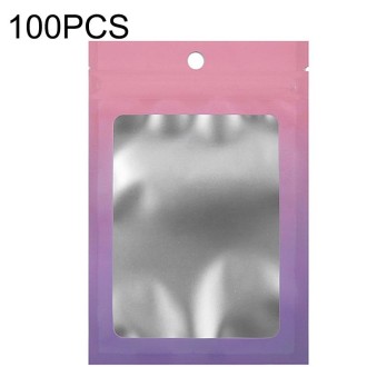 100PCS Aluminum Foil Ziplock Bag Jewelry Data Line Sealed Packaging Bag, Size: 14x20cm (Pink Gradually Purple)