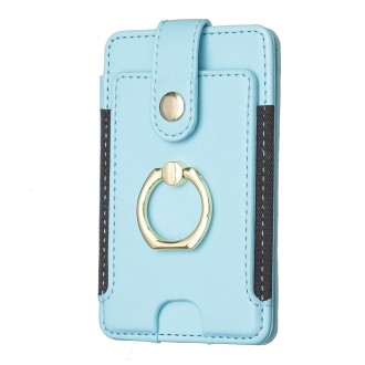 BFK03 Metal Ring Card Bag Mobile Phone Back Sticker(Blue)