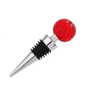 Crystal Ball Red Wine Stopper Diamond Zinc Alloy Metal Sealed Wine Cork(Big Red)