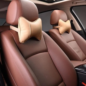 2 PCS MLC-06 Car Neck Pillow Soft Version Lovely Breathe Car Auto Head Neck Rest Cushion Headrest Pillow Pad (Khaki)