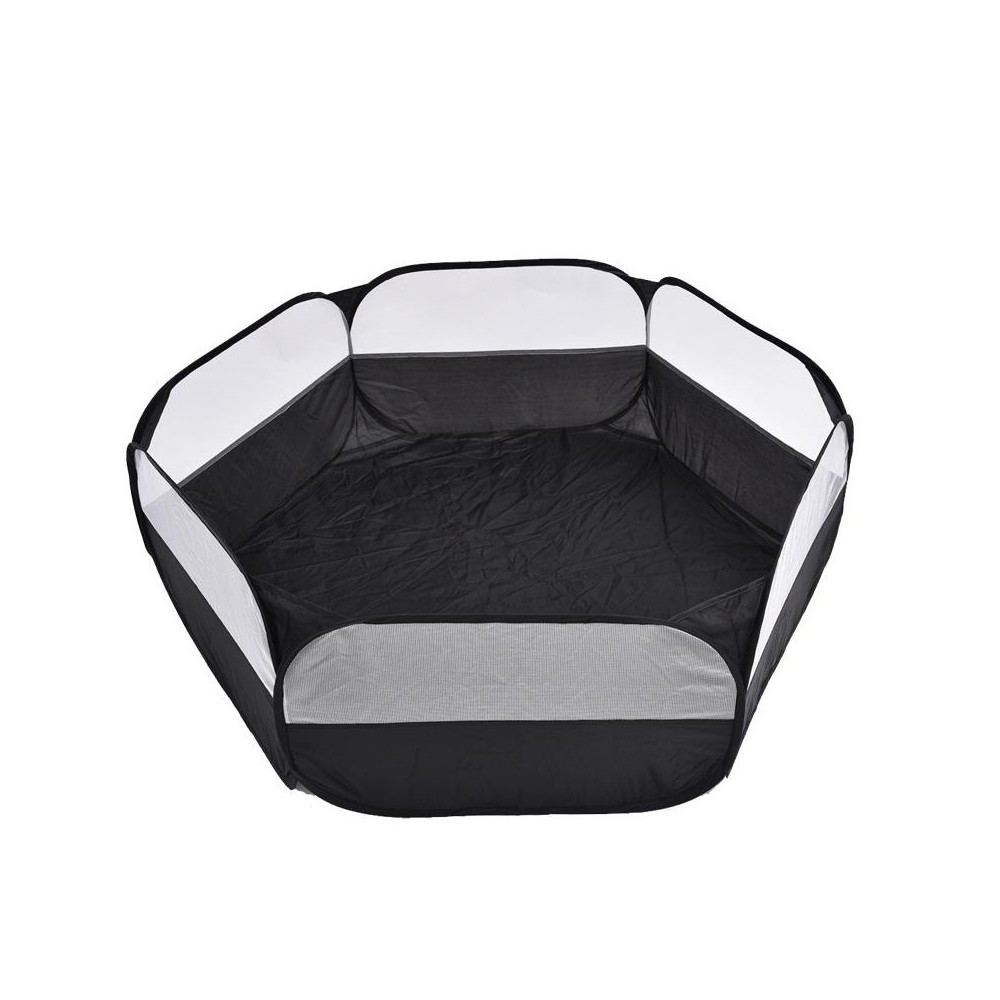 Folded Small Pet Fence Outdoor Workout Game Crawling Small Animal Tent, Specification： With Side Cloth (Black)