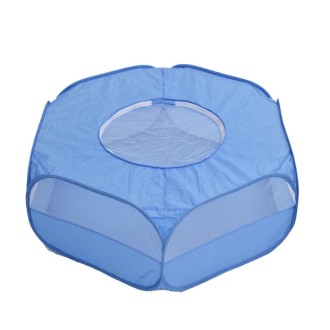 Folded Small Pet Fence Outdoor Workout Game Crawling Small Animal Tent, Specification： With Cover and Side Cloth (Blue)