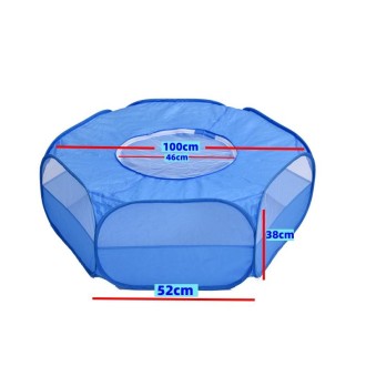 Folded Small Pet Fence Outdoor Workout Game Crawling Small Animal Tent, Specification： With Cover and Side Cloth (Blue)