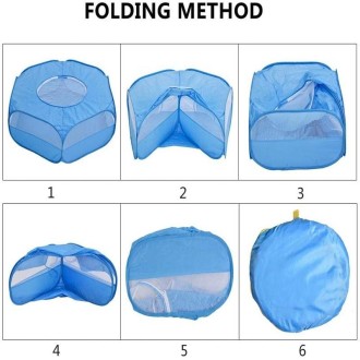 Folded Small Pet Fence Outdoor Workout Game Crawling Small Animal Tent, Specification： With Cover and Side Cloth (Blue)