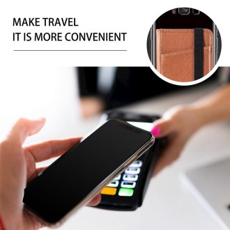 Multifunctional PU Leather Phone Back Sticker Card Bag With Bracket Function(Brown)