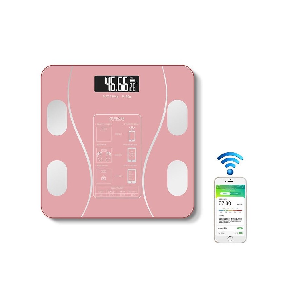 Household Smart Body Fat Electronic Weighing Scale, Battery Version(Pink)