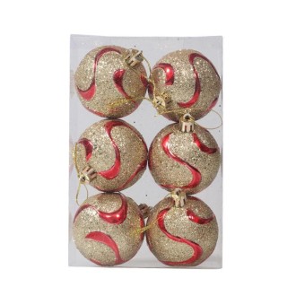 6pcs/pack 6cm Painted Christmas Ball Decoration Props(S -shaped Pattern)