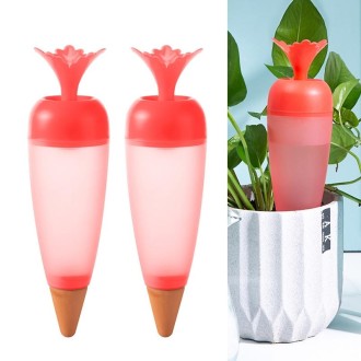 2 PCS Carrot-shaped Automatic Flower Watering Device Seepager(Red)