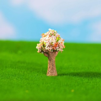 5pcs Micro-Landscape Simulated Green Trees Flowers DIY Gardening Ecological Ornaments, Style: No. 17 Big Head Sakura Tree