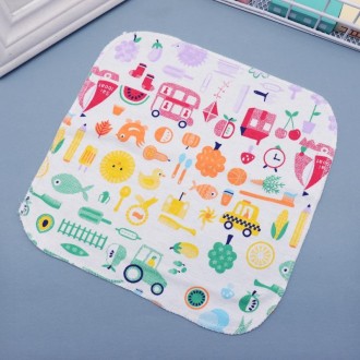 10 PCS Baby Cotton Saliva Handkerchief Cartoon Small Square Face Towel Color Random Delivery(Color Mixture)