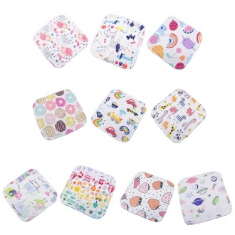 10 PCS Baby Cotton Saliva Handkerchief Cartoon Small Square Face Towel Color Random Delivery(Color Mixture)