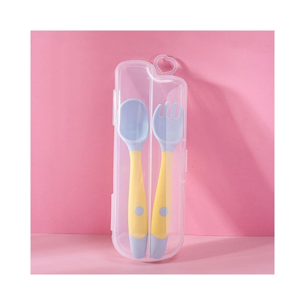 Children Eating Training Tableware Baby Bendable Silicone Soft Spoon, Color: Boxed Yellow