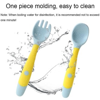 Children Eating Training Tableware Baby Bendable Silicone Soft Spoon, Color: Boxed Yellow