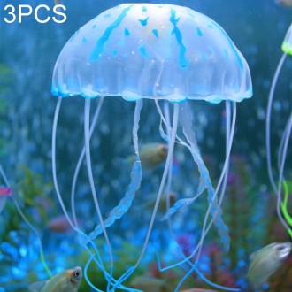 3 PCS Aquarium Articles Decoration Silicone Simulation Fluorescent Sucker Jellyfish, Size: 10*23cm(Blue)