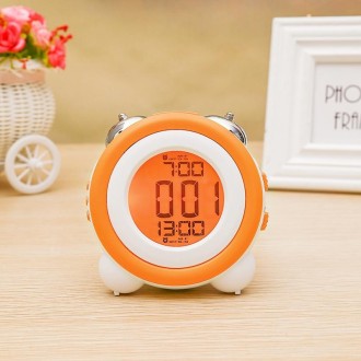 0705 Big Volume Simple Three-Dimensional LED Alarm Clock Mute Luminous Electronic Clock(Orange)