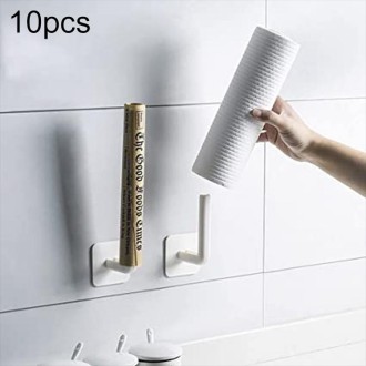 10pcs No Punching Traceless Sticker L-shaped Hook Wall Hanging Rack(White Hook+No Trace Glue)