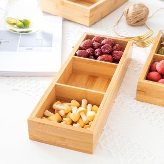 Bamboo Dried Food Box Compartment Candy Box Snack Storage Box, Specification: 3 Grids