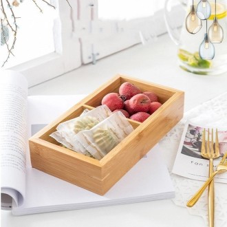 Bamboo Dried Food Box Compartment Candy Box Snack Storage Box, Specification: 2 Grids