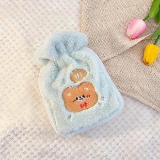 Plush Embroidery Washable Can Be Crossbody Water-Filled Warm Water Bag Green Bear