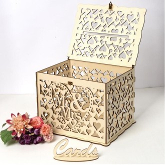 DIY Wooden Beautiful Wedding Card Box Gift Decoration Box, Size:Small