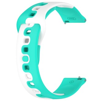 For SUUNTO 9 Peak Pro 22mm Double Color Silicone Watch Band(Cyan+White)