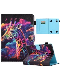 For 10 inch Coloured Drawing Leather Tablet Case(Giraffe)