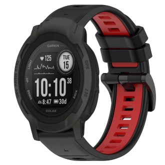 For Garmin  Instinct 2 Solar 22mm Sports Two-Color Silicone Watch Band(Black+Red)