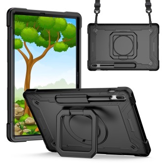 For Samsung Galaxy Tab S7+ / S8+ / S7 FE Silicone + PC Bracelet Holder Tablet Case(Black)