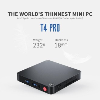 T4PRO 4G+64G N3350 Dual HDMI Output Mini Computer Host(EU Plug)