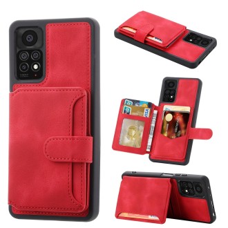 For Xiaomi Redmi Note 11 Pro 4G / 5G Global Skin Feel Dream RFID Anti-theft PU Card Bag Phone Case(Red)