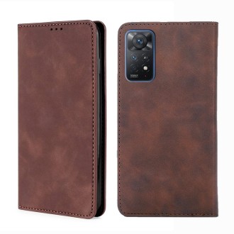 For Xiaomi Redmi Note 11 Pro 4G/5G Global Skin Feel Magnetic Flip Leather Phone Case(Dark Brown)