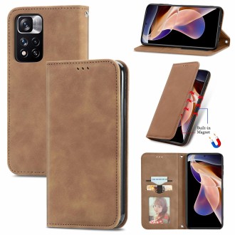 For Xiaomi Redmi Note 11 Pro China /11 Pro+ Retro Skin Feel Magnetic Horizontal Flip Leather Case(Brown)