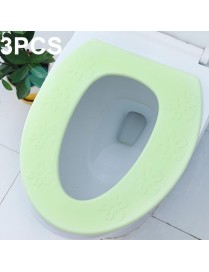 3 PCS High Foam EVA Waterproof Thickened O-Type Toilet Cushion, Size: 40x34.5cm(Flower Green)