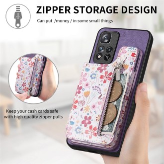 For Redmi Note 13 Pro 5G Retro Painted Zipper Wallet Back Phone Case(Purple)