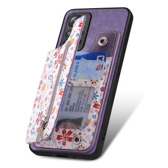 For Redmi Note 13 Pro 5G Retro Painted Zipper Wallet Back Phone Case(Purple)