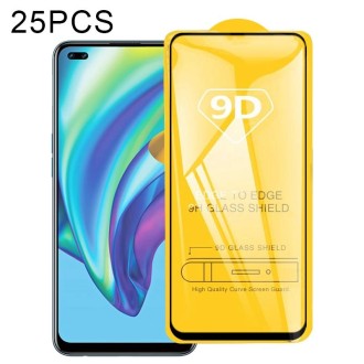 For OPPO Reno4 Lite 25 PCS 9D Full Glue Full Screen Tempered Glass Film