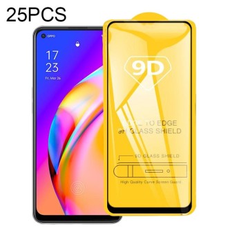 For OPPO F19 Pro / F19 Pro+ 25 PCS 9D Full Glue Full Screen Tempered Glass Film