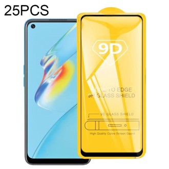 For OPPO A54 25 PCS 9D Full Glue Full Screen Tempered Glass Film