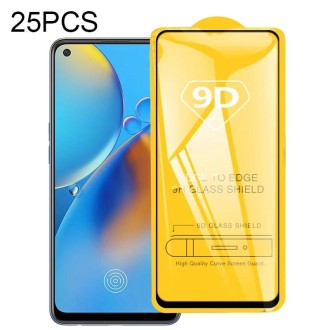 For OPPO F19 25 PCS 9D Full Glue Full Screen Tempered Glass Film